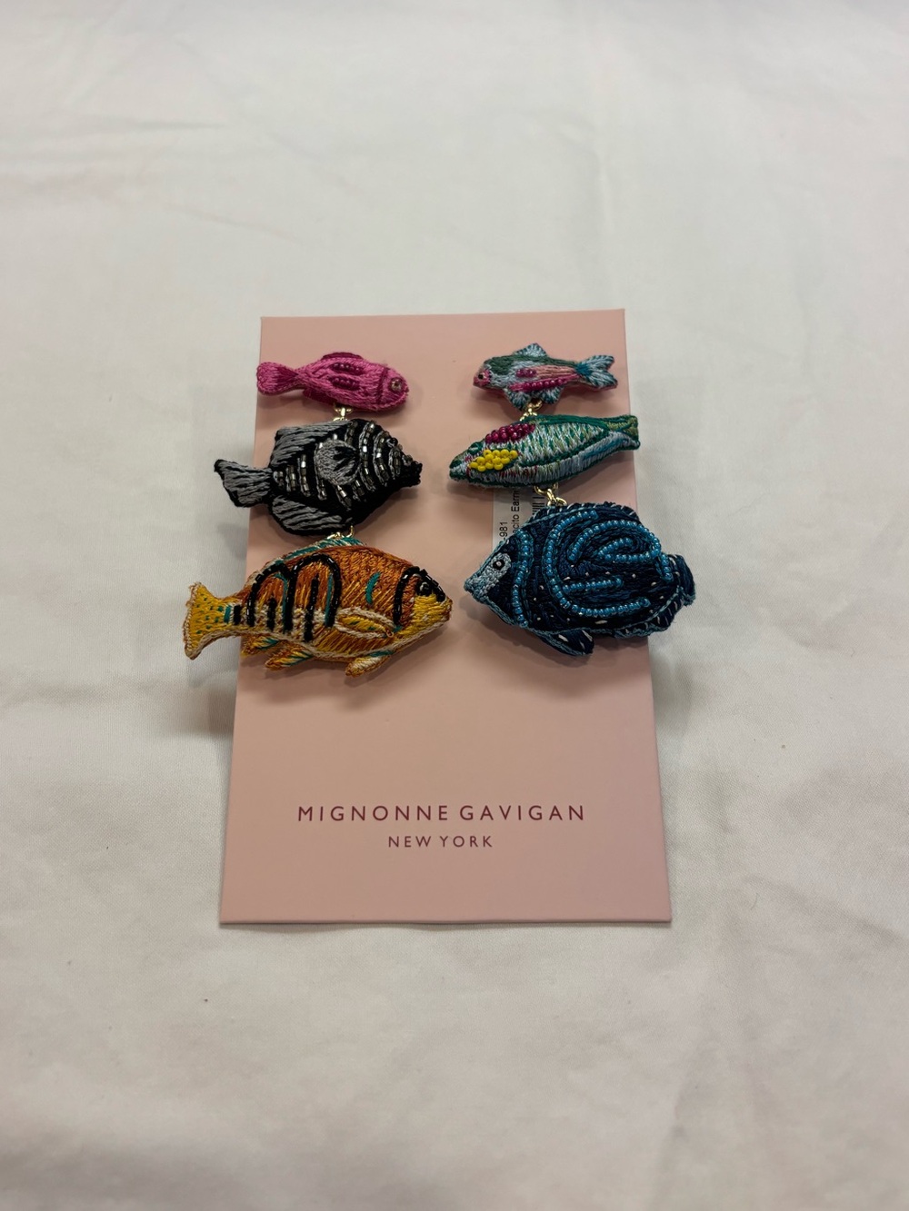 Mignonne Gavigan Colorful Beaded Fish Earrings Pink, Teal, Blue, Yellow, Black